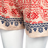 Vintage Mid Elastic Waist Print Patchwork Straight Shorts for Women