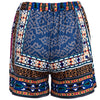 Vintage Mid Elastic Waist Print Patchwork Straight Shorts for Women