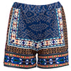 Vintage Mid Elastic Waist Print Patchwork Straight Shorts for Women