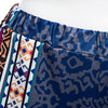 Vintage Mid Elastic Waist Print Patchwork Straight Shorts for Women