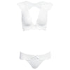 Sexy Plunging Neck Wire Free Push UP Bra + Low Elastic Waist Briefs Lace Patchwork Bowtie Perspective Set for Women
