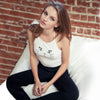 Cute Halter Round Collar Off-the-shoulder Cat Face Print Sheath Vest for Women