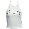 Cute Halter Round Collar Off-the-shoulder Cat Face Print Sheath Vest for Women