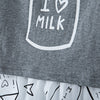 3pcs Jewel Collar Long Sleeve Milk Bottle Printed T-Shirt Long Pants with Hat for Baby Boys