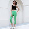 Active U-Neck Stripes See-Through Tank Top + Elastic Waist Capri Leggings Twinset for Women