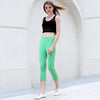 Active U-Neck Stripes See-Through Tank Top + Elastic Waist Capri Leggings Twinset for Women