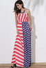 Maxi Patriotic American Flag Strapless Casual Dress