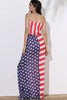 Maxi Patriotic American Flag Strapless Casual Dress