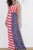 Maxi Patriotic American Flag Strapless Casual Dress