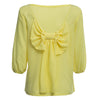 Stylish Round Collar Three Quarter Sleeve Back Bowtie Patchwork Loose Pure Color Blouse for Women