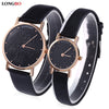 LONGBO 80026 Couple Quartz Watch Ultrathin Special Pattern Dial Water Resistance Wristwatch