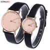 LONGBO 80026 Couple Quartz Watch Ultrathin Special Pattern Dial Water Resistance Wristwatch
