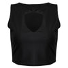 Sexy Plunging Neck Criss-Cross Pure Color Crop Top for Women