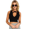 Sexy Plunging Neck Criss-Cross Pure Color Crop Top for Women