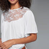 Trendy Round Collar Half Sleeve Lace Spliced Loose-Fitting Blouse for Women