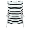 Sexy Round Collar Sleeveless Side Lace-up Stripe Print Color Block Sheath Cotton Vest for Women