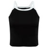 Casual Round Spaghetti Strap Off-the-shoulder Sheath Color Block Tank Top for Women