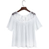 Trendy Round Collar Half Sleeve Lace Spliced Loose-Fitting Blouse for Women