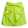 Fashionable Mid Waist Side Zipper Bowknot Pleated Patchwork Candy Color Shorts for Women