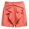 Fashionable Mid Waist Side Zipper Bowknot Pleated Patchwork Candy Color Shorts for Women