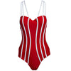 Stylish Stripe Pattern Slimming Bikini with Adjustable Shoulder Straps