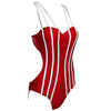 Stylish Stripe Pattern Slimming Bikini with Adjustable Shoulder Straps