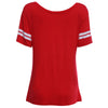 Casual V-neck Short Sleeve Stripe Letter Loving Heart Print Loose T-shirt for Women