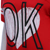 Casual V-neck Short Sleeve Stripe Letter Loving Heart Print Loose T-shirt for Women