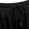 Casual Elastic Waist Drawstring with Pocket Wide-leg Solid Color Ninth Pants for Women