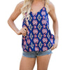 Sexy V-neck Suspender Hollow Out Asymmetric Print Patchwork Loose Vest for Women