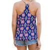 Sexy V-neck Suspender Hollow Out Asymmetric Print Patchwork Loose Vest for Women