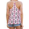 Sexy V-neck Suspender Hollow Out Asymmetric Print Patchwork Loose Vest for Women