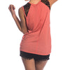 Stylish Round Collar Sleeveless Lace Patchwork Print Loose T-shirt for Women