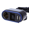 Motorcycle Scooter Waterproof USB Cigarette Lighter Charger LED Blue Light Indicator Power Port Outlet Socket