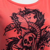 Stylish Round Collar Sleeveless Lace Patchwork Print Loose T-shirt for Women