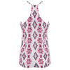 Sexy V-neck Suspender Hollow Out Asymmetric Print Patchwork Loose Vest for Women
