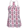 Sexy V-neck Suspender Hollow Out Asymmetric Print Patchwork Loose Vest for Women
