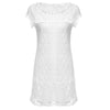 Fresh Style Round Collar Sleeveless Pure Color Lace Dress for Women