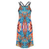 Chinoiserie Round Collar Suspender Phoenix Nirvana Print Hollow Out Bandage Slim Mini Dress for Women