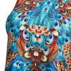 Chinoiserie Round Collar Suspender Phoenix Nirvana Print Hollow Out Bandage Slim Mini Dress for Women