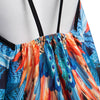 Chinoiserie Round Collar Suspender Phoenix Nirvana Print Hollow Out Bandage Slim Mini Dress for Women