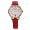 Margues M - 3025 Stylish Women Quartz Watch 30M Water Resistance Slender Leather Strap Rhinestone Dial Wristwatch