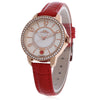 Margues M - 3025 Stylish Women Quartz Watch 30M Water Resistance Slender Leather Strap Rhinestone Dial Wristwatch