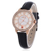 Margues M - 3025 Stylish Women Quartz Watch 30M Water Resistance Slender Leather Strap Rhinestone Dial Wristwatch