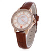 Margues M - 3025 Stylish Women Quartz Watch 30M Water Resistance Slender Leather Strap Rhinestone Dial Wristwatch