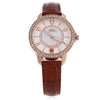 Margues M - 3025 Stylish Women Quartz Watch 30M Water Resistance Slender Leather Strap Rhinestone Dial Wristwatch
