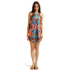 Chinoiserie Round Collar Suspender Phoenix Nirvana Print Hollow Out Bandage Slim Mini Dress for Women