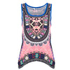 Retro Style Scoop Collar Sleeveless Tribal Print Chiffon Tank Top for Women