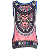Retro Style Scoop Collar Sleeveless Tribal Print Chiffon Tank Top for Women