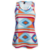 Trendy Round Collar Sleeveless Print Color Block Loose Vest for Women